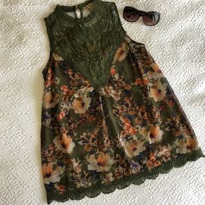 High Neck Sheer Sleeveless Blouse